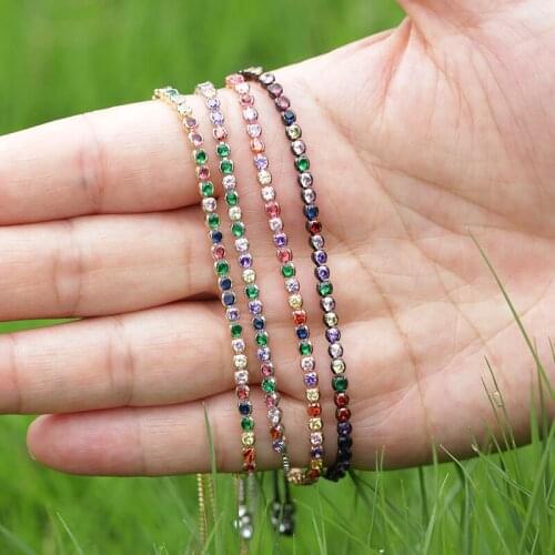 Chic simple micro pave setting mix cz zircon beads slim thin dainty stackable bracelets for women statement jewelry gift