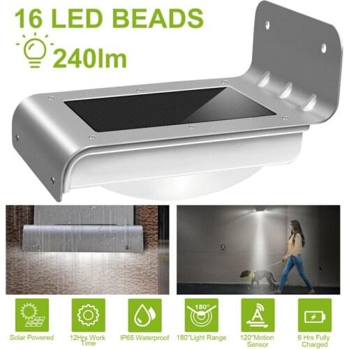 Solar aluminum shell wall light human body induction light 16led garden outdoor courtyard super bright waterproof street light