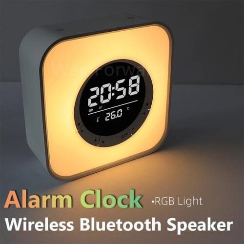 Bedroom RGB Light Alarm Clock Wireless Bluetooth Speaker Subwoofer Soundbox With Table Lamp FM USB TF caixa de som Music Player