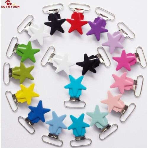 Sutoyuen 2018 New 480 Pcs Star Sharp Metal Pacifier Suspender Clips Mitten Dummy Soother Clips Holders Pince Attache Sucette