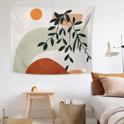 Sunrise Willow Leaf Printed Background Cloth Fashion Home Simple Decoration Supplies Hanging Cloth Living Room Bedroom Tapestry