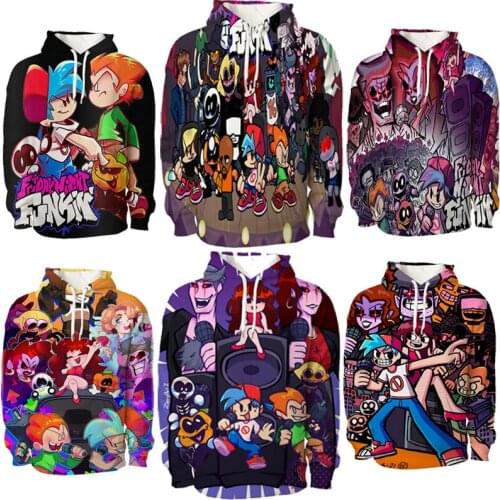 Funny Friday Night Funkin Hoodies Cartoon Sweatshirt Oversize Pullover Anime Tracksuit Men Women Long Sleeve Spring Sudadera