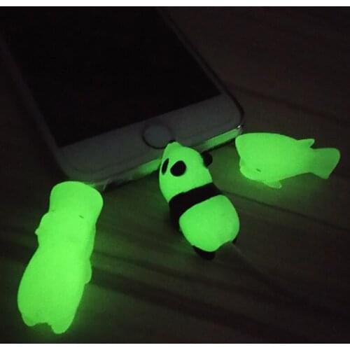 10pcs Cable Winder Luminous Cartoon USB Charger Data Cable Cord Protector Charging line saver For iphone 8 7 6 USB cable protect
