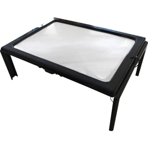 A4 Full Page Large 3X Giant Hands Free Desktop Big Magnifying Glass With 4 LED Lights Reading Sewing Knitting Lens Magnifier