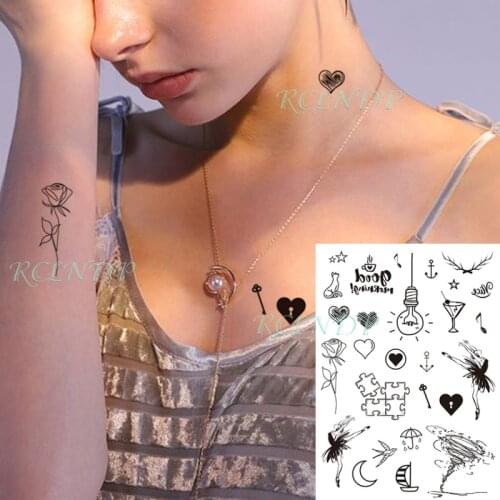Waterproof Temporary Tattoo Sticker Dancing Girl Bulb Cat Rose Sailboat Symbol Fake Tatto Flash Tatoo Art for Kids Women Men