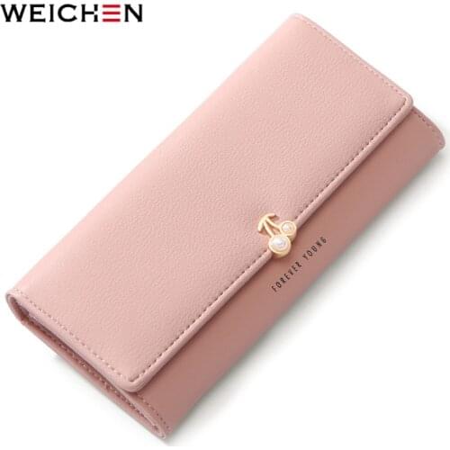 WEICHEN Brand Fashion Pearl Element Women Wallets Fruit Pattern Long Clutch Wallet Female Ladies Card Purse Carteira High Qualit