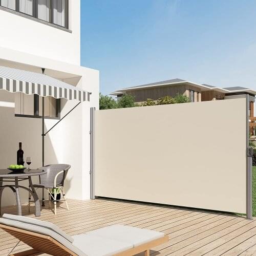 180x300CM Retractable Patio Side Awning Wall Post Mounted Privacy Screen Sun ShadeWind Screen Privacy Divider Waterproof