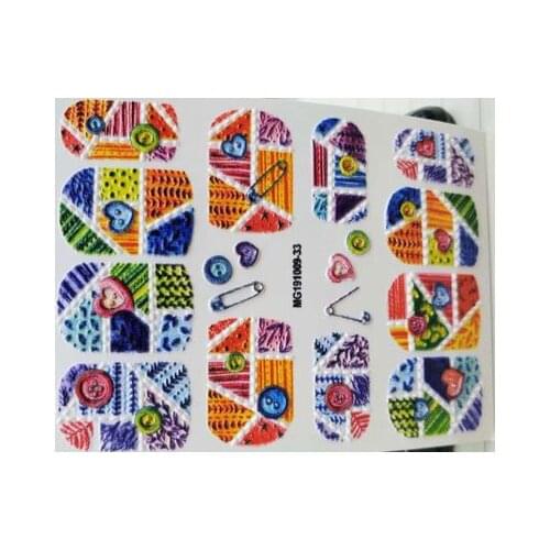 2020 New 6D Water Slide Decals Hand Painted Nail Sticker Traceless Cubic Embossment