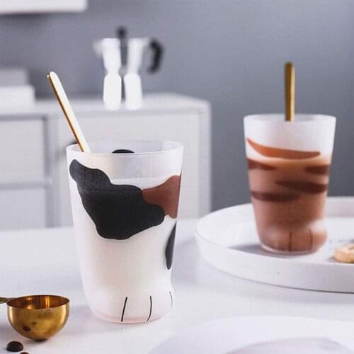 300ml Creative Cat Claw Cup Cute Breakfast Milk Cup Glass Mugs Glass Milk Lemon Juice Cup for Men Women Kids