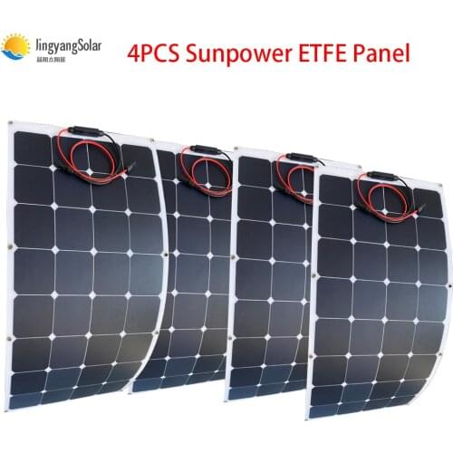 400W Solar System Kits diy With 4pcs 100W Sunpower ETFE Flexible Solar Panel 1pcs MPPT 30A LCD Charge Controller
