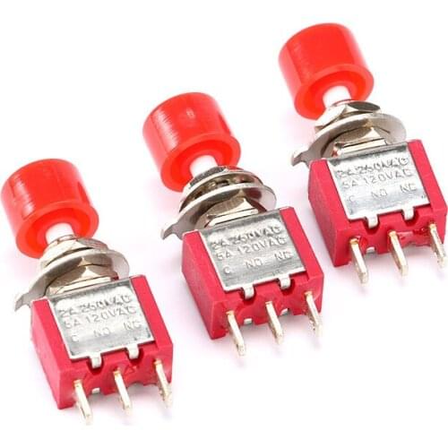 5pcs Button switch jog button switch PS-102 202 round self-reset button switch with cap 3/6 feet