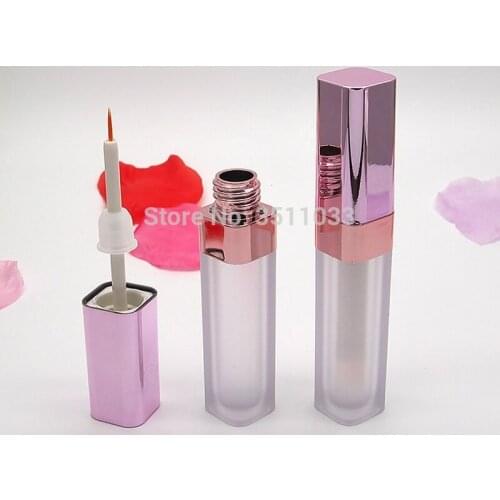 6ML Plastic Frosted Eyeliner Tube Pink Lid Matte Square Eyelashes Glue Bottle DIY Cosmetic Eyelashes Growth Liquid Container