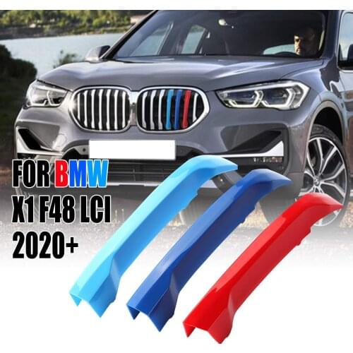 7 bar front kidney grill grill cover clip trim 3 color trim strip grill cover decoration sticker for BMW X1 F48 LCI 2020