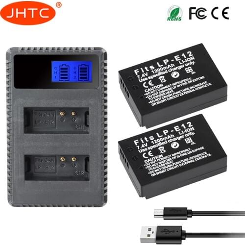 LP-E12 Battery / LPE12 Charger 8.4V For Canon EOS M M2 M100 M50 100D Rebel SL1 Battery LP E12 1200mah