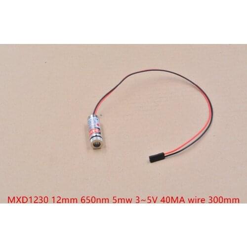 3D printer accessories one word line red laser module MXD1230 head 12mm 650nm 5mW 3-5V 40MA light spot size adjustable