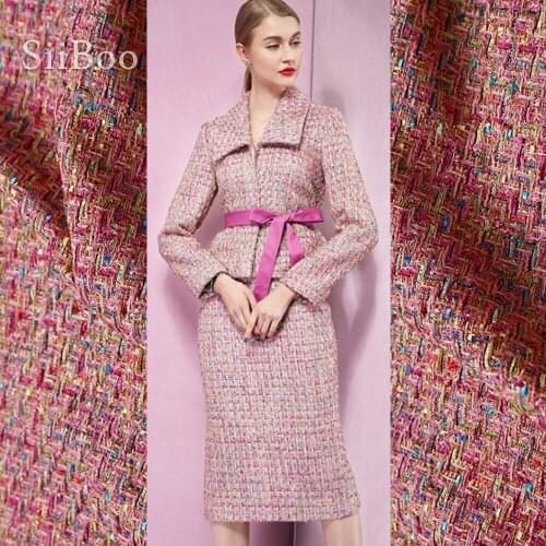 American pastoral pink light blue plaid weaving wool fabric for autumn winter trench coat telas tecidos stoffen tissu SP5982