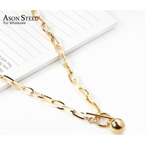 ASONSTEEL 316L Stainless Steel Heart Steel Ball Pendant Necklace Toggle Clasp Long Chains for Women Fashion Choker Jewelry
