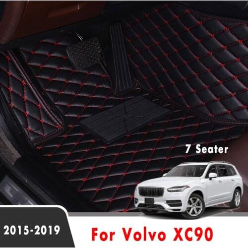 Car Floor Mats For Volvo XC90 2019 2018 2017 2016 2015 7 Seater Artificial Leather Waterproof Car Carpets Custom Car Accessories