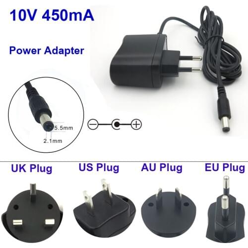 Free Shipping VORED 1PCS 10V 450mA AC/DC Power Adapter US/EU/UK/AU Plug LED Table lamp Charger 5.5*2.1mm Converter