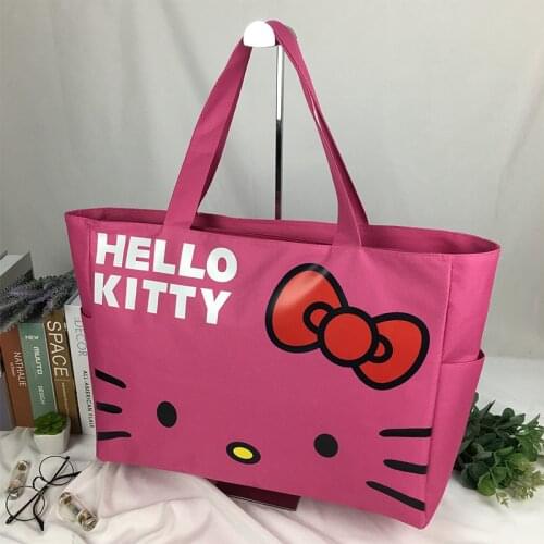 Sanrio Large Canvas Bag Hello Kitty Shoulder Bag Foldable Super Large Capacity Handbag Shopping Bag Storage Bag