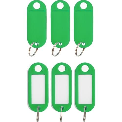 20pcs Key ID Tags Name Card Labels Keyring Keychain Green