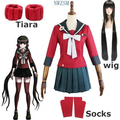 Danganronpa V3 Killing Harmony Harukawa Maki School Uniform Cosplay Costume Anime Danganronpa Dress Halloween Party Suit Wig