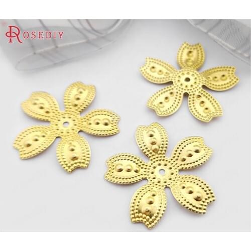 C978)30 pieces 25mm Not plated color Brass Flower Decorative Spacer Diy Jewelry Findings Accessories Wholesale