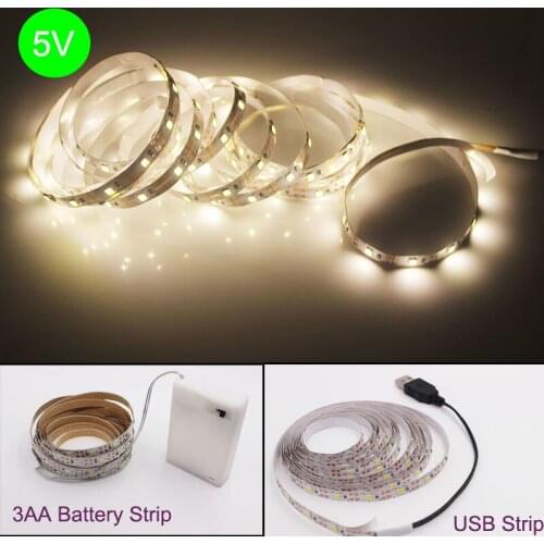 USB 50CM 1M 2M 3M 4M 5M LED Strip 2835 RGB Flexible LED Light DC5V 12V RGB Warm White Color Changeable TV Background Lighting