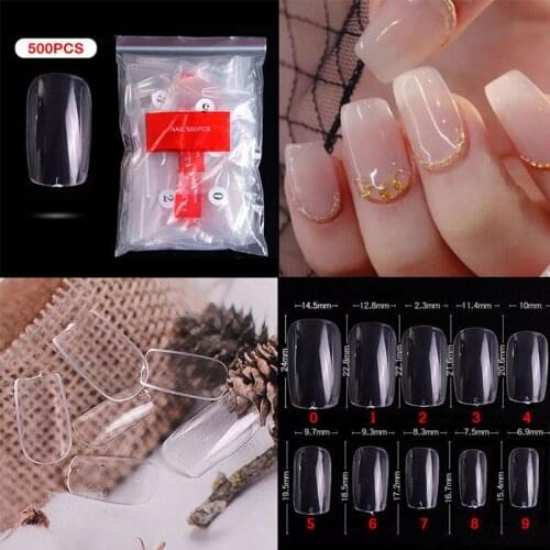500Pcs/pack Short Round False Nails Transparent Natural White Fake Nail Artificial Full Cover UV Gel DIY Manicure Set