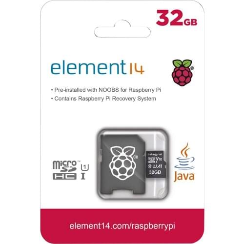 MICROSDHC CARD, 32GB, RASPBERRY PI Pre-Installed with NOOBS for Raspberry Pi models up to the 4 B