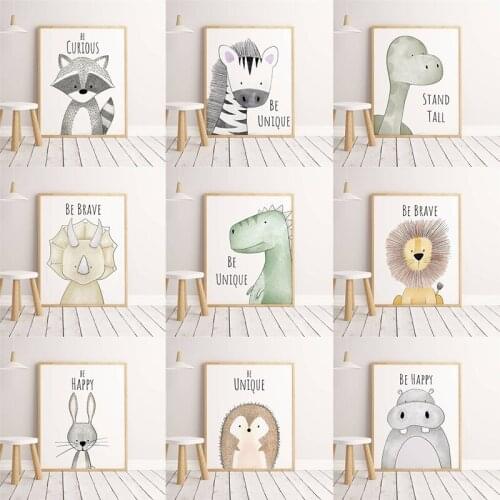 Nordic Lion Giraffe Modern Animal Print Picture Nursery Kids Room Cartoon Home Cuadros Decor Art Decor Posters Canvas Painting