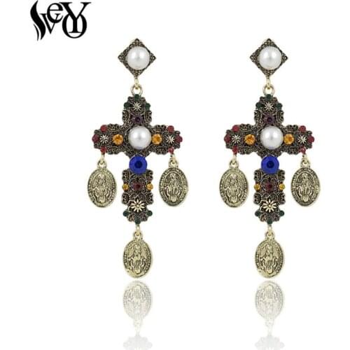 VEYO Crystal Cross Alloy Earrings High Quality Classic Zinc Alloy
