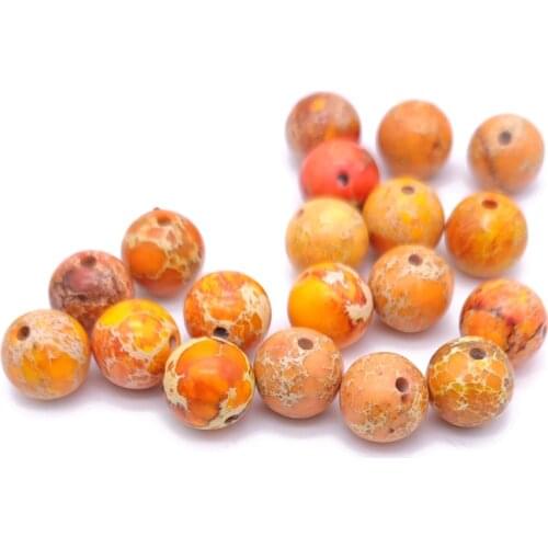 Orange Sea Sediment Jaspers Natural Stone Round Loose Spacer Beads for Jewelry Making Necklace Bracelet DIY 8mm