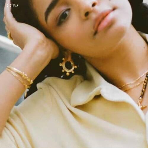 Sphere hoop earrings for women stainless steel gold hoop earrings minimalist dainty jewelry free tarnish wholesale items 2021