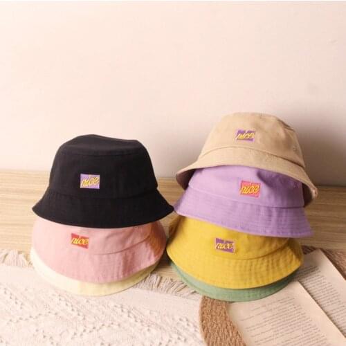 Summer New Kids Hat Korean Candy Color Letter Childrens Fisherman Hat