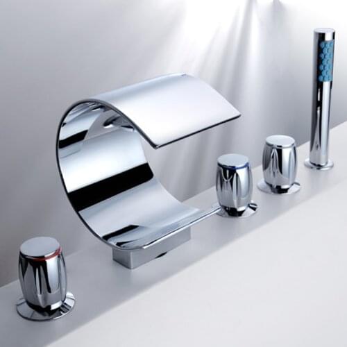 MTTUZK high quality Cold and Hot Water Solid Brass Mixing Valve Tap Bathtub Faucet Mixer For Bathroom Jacuzzi Faucet 5PCS Set