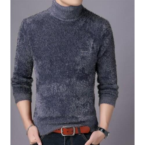 Mens brand autumn winter turtleneck sweater 2021 new mens fashion business casual plush thick warm knitted pullover sweater