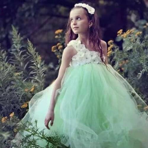 Mint Green Tutu Kids Pageant Ball Gowns Ruffles Puffy communion dresses for girls flower girl birthday partydresses for weddings
