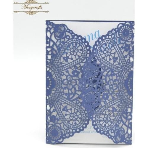 2017 Cheap Wedding Invitations Luxury Unique Flower Delicate Laser Cut Invitation Card With Free Ribbons