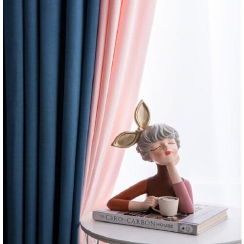 New Simple and Modern High Shading Curtains Dutch Fashion High Quality Solid Color Stitching Curtains for Living Room Bedroom