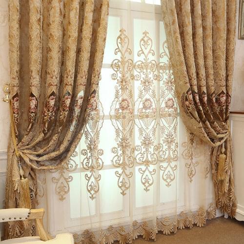 New European Style Hollow Embroidery Luxury Curtains Modern Living Room Bedroom Curtain Size Can Be Customized