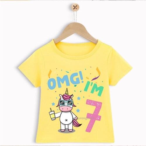 New Birthday Costume 4-7 Years Old Boys T-shirt Girl Happy Birthday T Shirt for Kids Birthday Party Costume Short Sleeve Tops