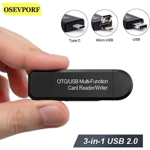 Type C & micro USB & USB 3 In 1 OTG Card Reader High-speed USB 2.0 Universal OTG TF/SD for Type-C USBC Computer Extension Header