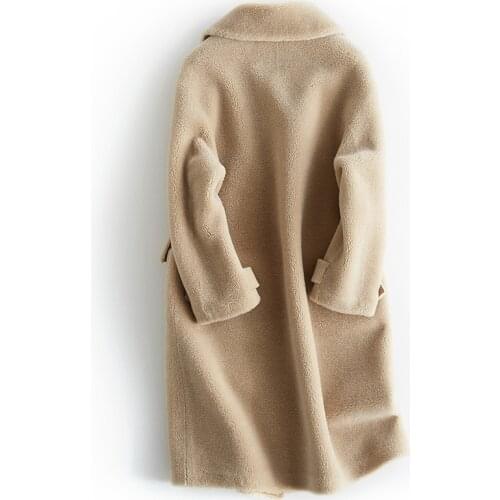 Real Fur Coat Women Autumn Winter 2020 New Wool Coat Female Jacket Sheep Shearing Long Korean Manteau Femme Hiver KJ988