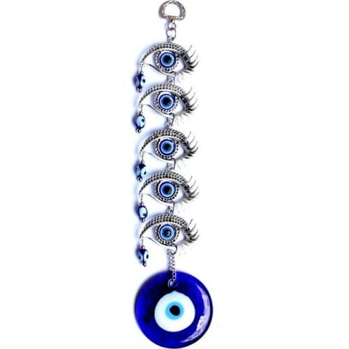 Multi Turkish 5 Blue Evil Eye Indoor Colored Glaze Pendant Handmade Home Garden Decoration