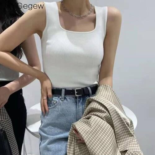Chic basic U-NECK Summer knit tank top Women sexy sleeveless t-shirt female casual solid knit tank vest