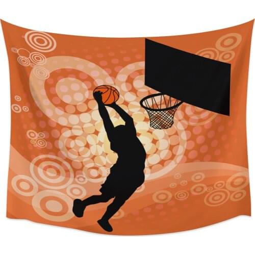 Modern Basketball Shooting Sports Orange Tapestry Wall Hanging Picnic Yoga Mat Bedroom Living Room Wall Decoration