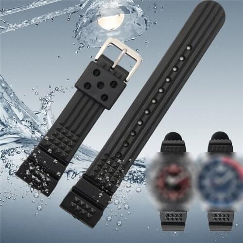 Waterproof Silicone Watch Strap 22MM Band Bracelet with Metal Buckle for Seiko Wrist Watch Accessories