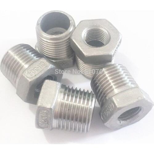 1/2" Male x 1/4" female BSPP Stainless Steel thread Reducer Bushing Pipe Fitting
