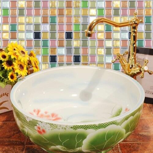 10pcs/lot 3D Mosaic Waterproof Stickers For Bathroom Kitchen Self Adhesive Home Wall Renovation Decoration Tile Brick Wallpaper